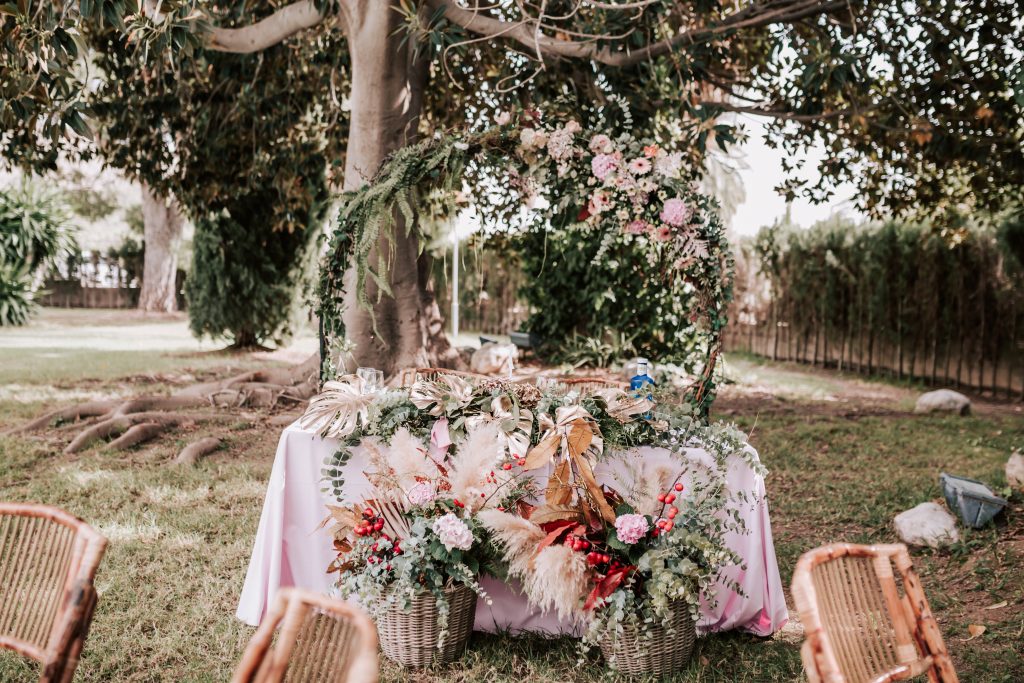 decoración mesa de novios en la hacienda de novelda