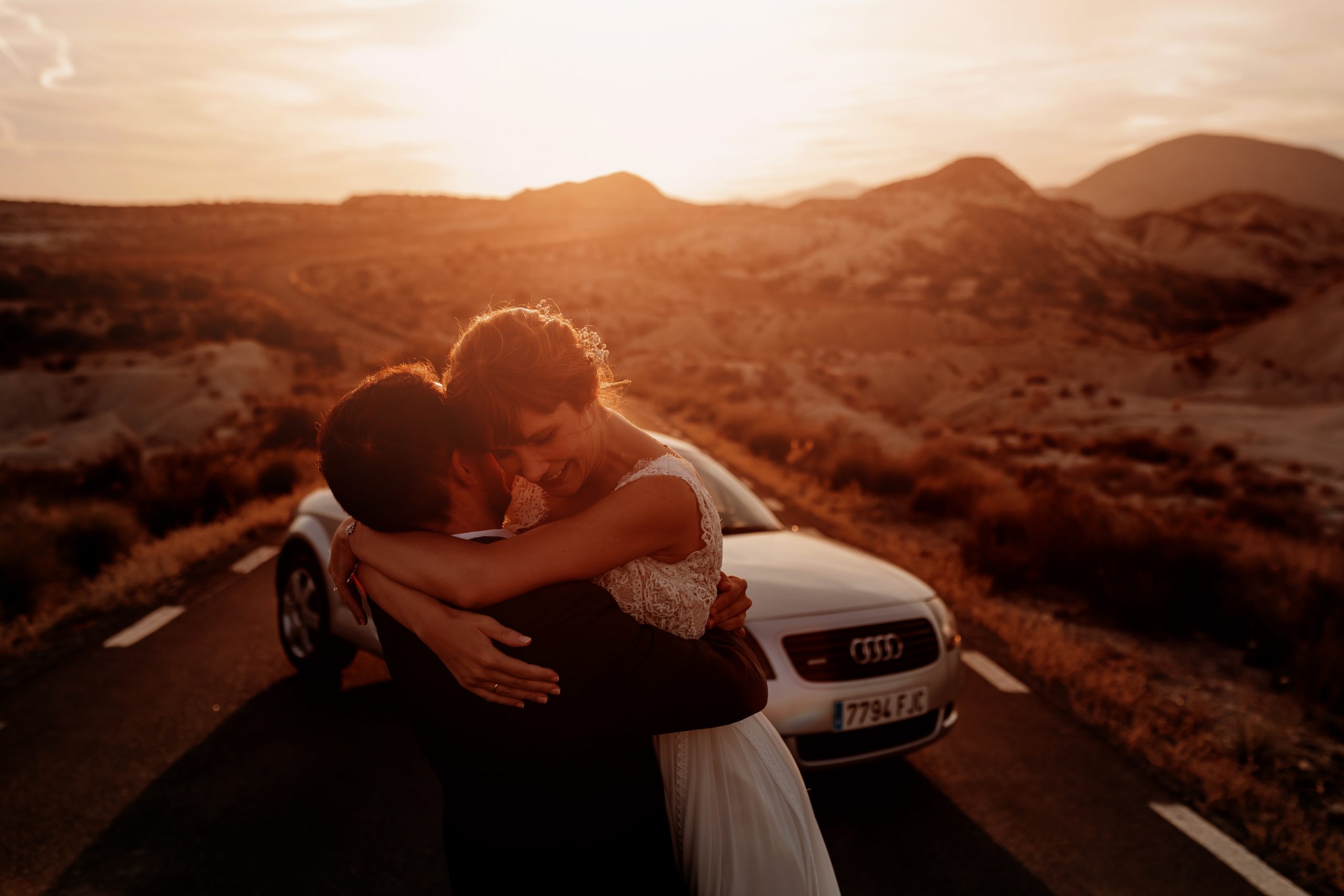 Postboda novios en el desierto de Mahoya